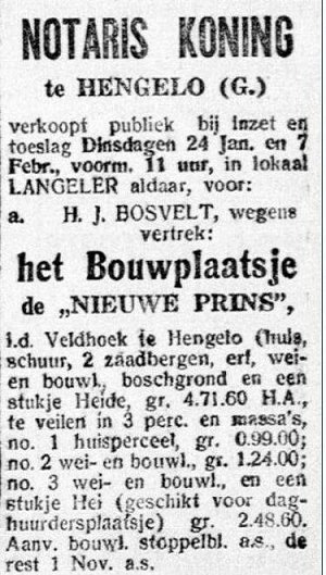1922 Kadaster percelen Nieuwe Prins